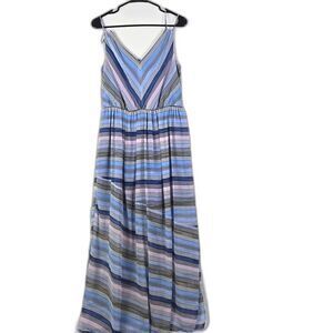 CeCe Blue Jordan V-neck Sleeveless Maxi Dress Sz 6 Boho Bohemian Festival